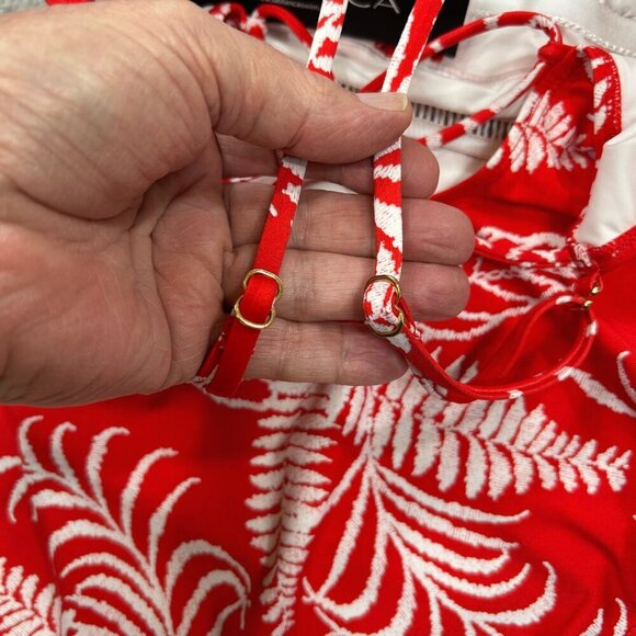 La Blanca NWT Orange White Tropical Floral One-Piece Swimsuit Size 6 - Picture 6 of 8